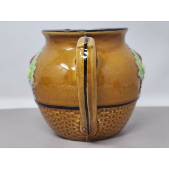 Vintage Japanese Ceramic Pitcher With‎ Embossed Fruit Design & Handle - Picture 2 of 11